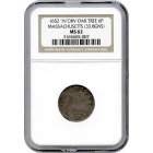 1652 Massachusetts Oak Tree 6 Pence, 'IN' Obverse, 33.8gns NGC MS62