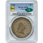 1795 $1 Flowing Hair Silver Dollar, 3 Leaves BB-25 PCGS VF30 (CAC)
