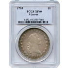 1795 $1 Flowing Hair Silver Dollar, 3 Leaves PCGS XF40