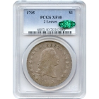 1795 $1 Flowing Hair Silver Dollar, 2 Leaves PCGS XF40 (CAC)