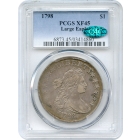 1798 $1 Draped Bust Dollar, Large Eagle PCGS XF45 (CAC)