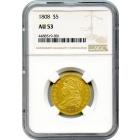 1808 $5 Capped Bust Half Eagle NGC AU53