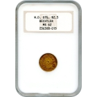 1840-42 Gold $2.50 BECHTLER, CAROLINA. 67.G. 21ct RUTHERF: NGC MS62