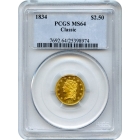 1834 $2.50 Classic Head Quarter Eagle PCGS MS64