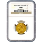 1834 $5 Classic Head Half Eagle, Crosslet 4 NGC VF35