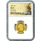 1836 $5 Classic Head Half Eagle NGC MS64 Ex.SB Pulaski