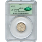 1838 10C Liberty Seated Dime, Large Stars PCGS MS66 (CAC)