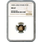 1838 H10C Liberty Seated Half Dime NGC MS67