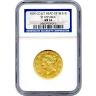 1839 $10 Liberty Head Eagle, Head of '38 NGC AU55 Ex.S.S. Republic w/Box