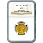 1846 $5 Liberty Head Half Eagle, Large Date NGC AU58