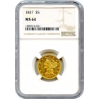 1847 $5 Liberty Head Half Eagle NGC MS64