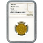 1849 $5 California Gold Half Eagle - Moffat & Co. NGC VF25