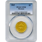 1849 $5 Mormon Gold Half Eagle PCGS VF30