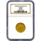 1849 $5 California Gold Half Eagle - Norris, Gregg & Norris, Reeded Edge NGC AU53