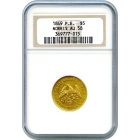 1849 $5 California Gold Half Eagle - Norris, Gregg & Norris Plain Edge K-2 NGC AU58
