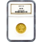 1853-C $5 Liberty Head Half Eagle NGC AU58