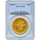 1854-O $20 Liberty Head Double Eagle PCGS VF30