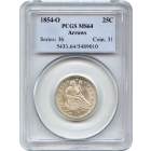 1854-O 25C Liberty Seated Quarter, Arrows PCGS MS64