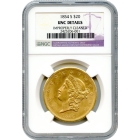 1854-S $20 Liberty Head Double Eagle NGC UNC Details Ex.SS Yankee Blade