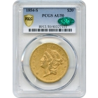 1854-S $20 Liberty Head Double Eagle, Closed A PCGS AU50 (CAC)