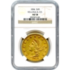 1854 $20 California Gold Double Eagle - Kellogg & Co. NGC AU58