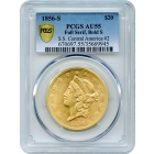 1856-S $20 Liberty Head Double Eagle, 17C PCGS AU55 Ex. SS Central America #2