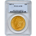 1857-S $20 Liberty Head Double Eagle PCGS AU58