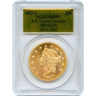 1857-S $20 Liberty Head Double Eagle, 20B PCGS MS63 Prooflike Ex.SS Central America