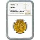 1858-O $10 Liberty Head Eagle NGC MS61