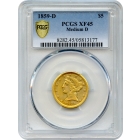 1859-D $5 Liberty Head Half Eagle, Medium D PCGS XF45