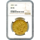 1859 $20 Liberty Head Double Eagle NGC XF45