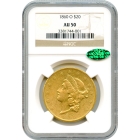 1860-O $20 Liberty Head Double Eagle NGC AU50 (CAC)