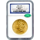 1860 $20 Liberty Head Double Eagle NGC MS61 (CAC) Ex.SS Republic