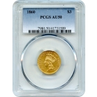 1860 $3 Indian Princess Three Dollar PCGS AU50