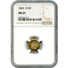 1860 H10C Liberty Seated Half Dime NGC MS67