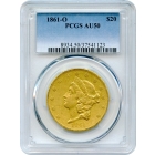 1861-O $20 Liberty Head Double Eagle CSA PCGS AU50 - Struck by Confederacy!