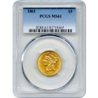 1861 $5 Liberty Head Half Eagle PCGS MS61