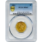1861 $5 Liberty Head Half Eagle PCGS MS61