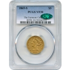 1865-S $5 Liberty Head Half Eagle PCGS VF30 (CAC) Ex. Fairmont Collection