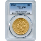 1866-S $20 Liberty Head Double Eagle, with Motto PCGS XF40