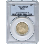 1866 25C Liberty Seated Quarter, with Motto PCGS MS65