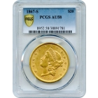 1867-S $20 Liberty Head Double Eagle PCGS AU58