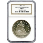1867 $1 Liberty Seated Dollar NGC MS62 Ex.Richmond Collection