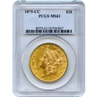 1875-CC $20 Liberty Head Double Eagle PCGS MS61