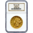 1876-CC $20 Liberty Head Double Eagle NGC AU55