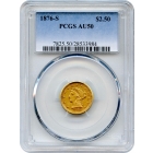 1876-S $2.50 Liberty Head Quarter Eagle PCGS AU50