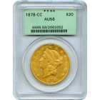 1878-CC $20 Liberty Head Double Eagle PCGS AU58