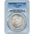 1878 $1 Morgan Silver Dollar, 7/8 Tail feathers Strong variety PCGS MS65