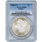 1880-CC $1 Morgan Silver Dollar, 8/High 7 variety PCGS MS64