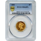 1883 $3 Indian Princess Three Dollar PCGS MS64 Prooflike. TOP POP in PL